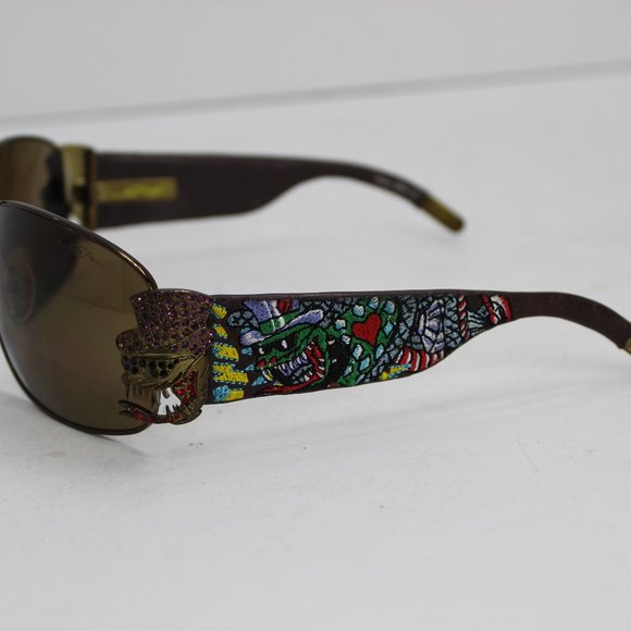 Ed Hardy EHS034 67013 Cocoa Sunglasses with Case - Picture 7 of 8